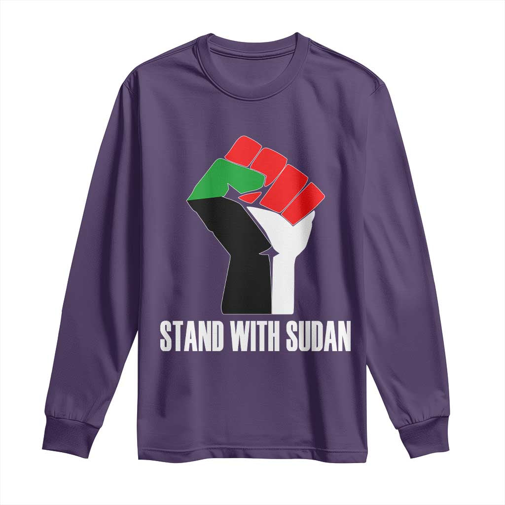 Stand With Sudan Power Fist Long Sleeve Shirt Sudan Flag Activist Peace and Protest