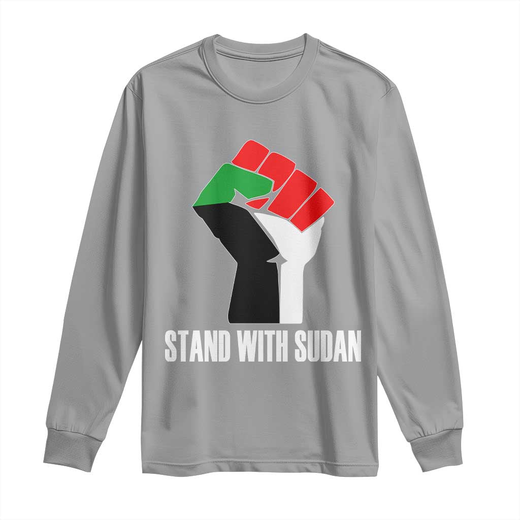 Stand With Sudan Power Fist Long Sleeve Shirt Sudan Flag Activist Peace and Protest