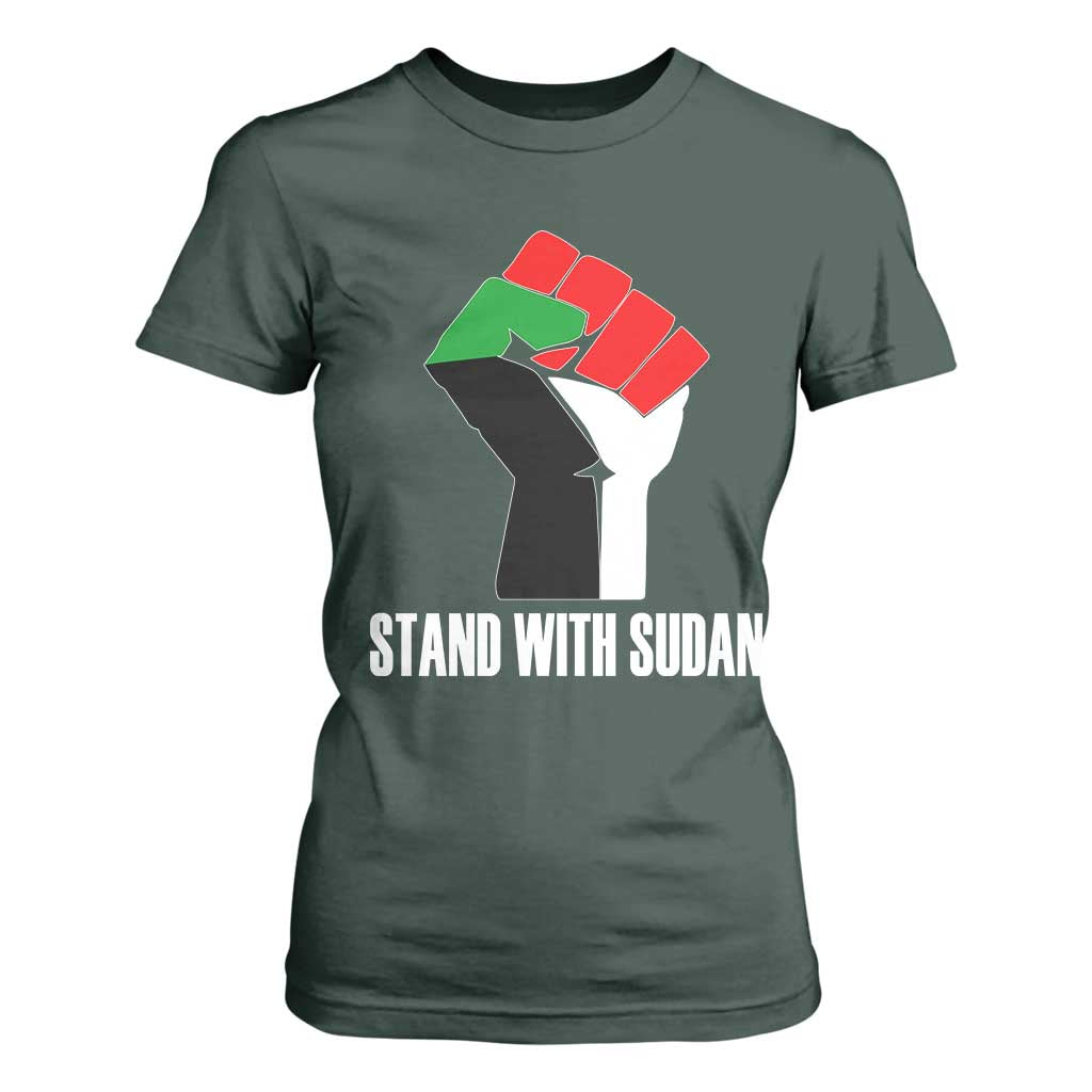 Stand With Sudan Power Fist T Shirt For Women Sudan Flag Activist Peace and Protest