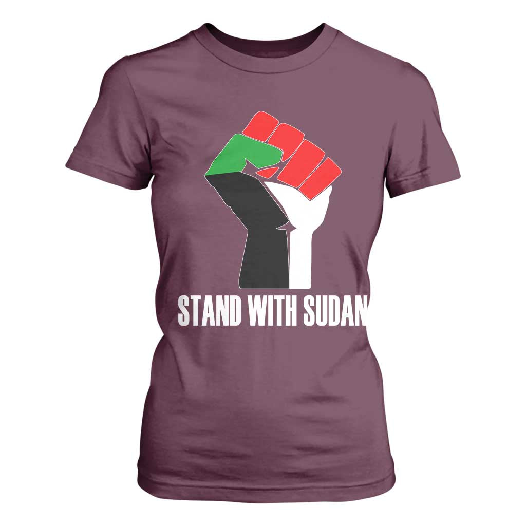 Stand With Sudan Power Fist T Shirt For Women Sudan Flag Activist Peace and Protest