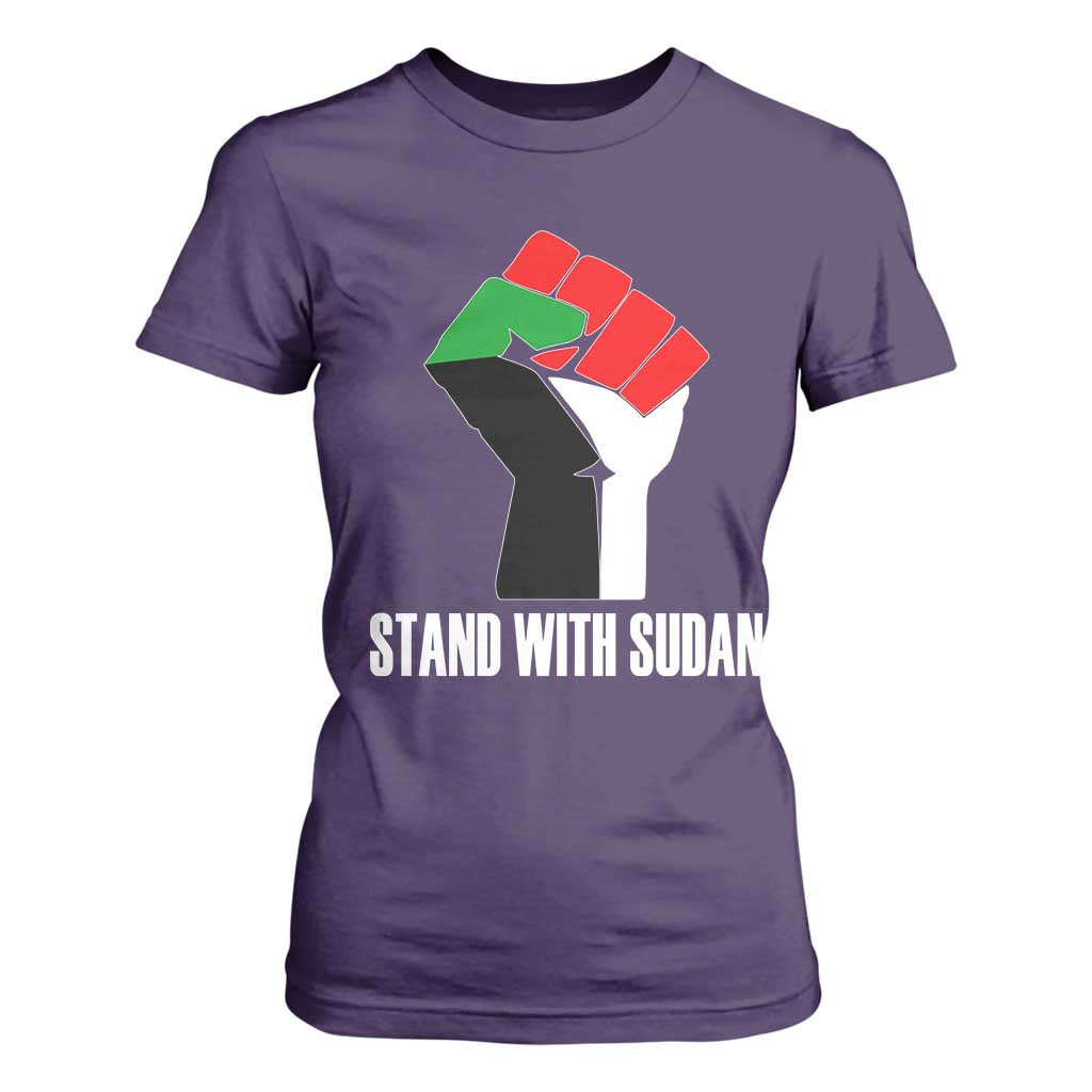 Stand With Sudan Power Fist T Shirt For Women Sudan Flag Activist Peace and Protest