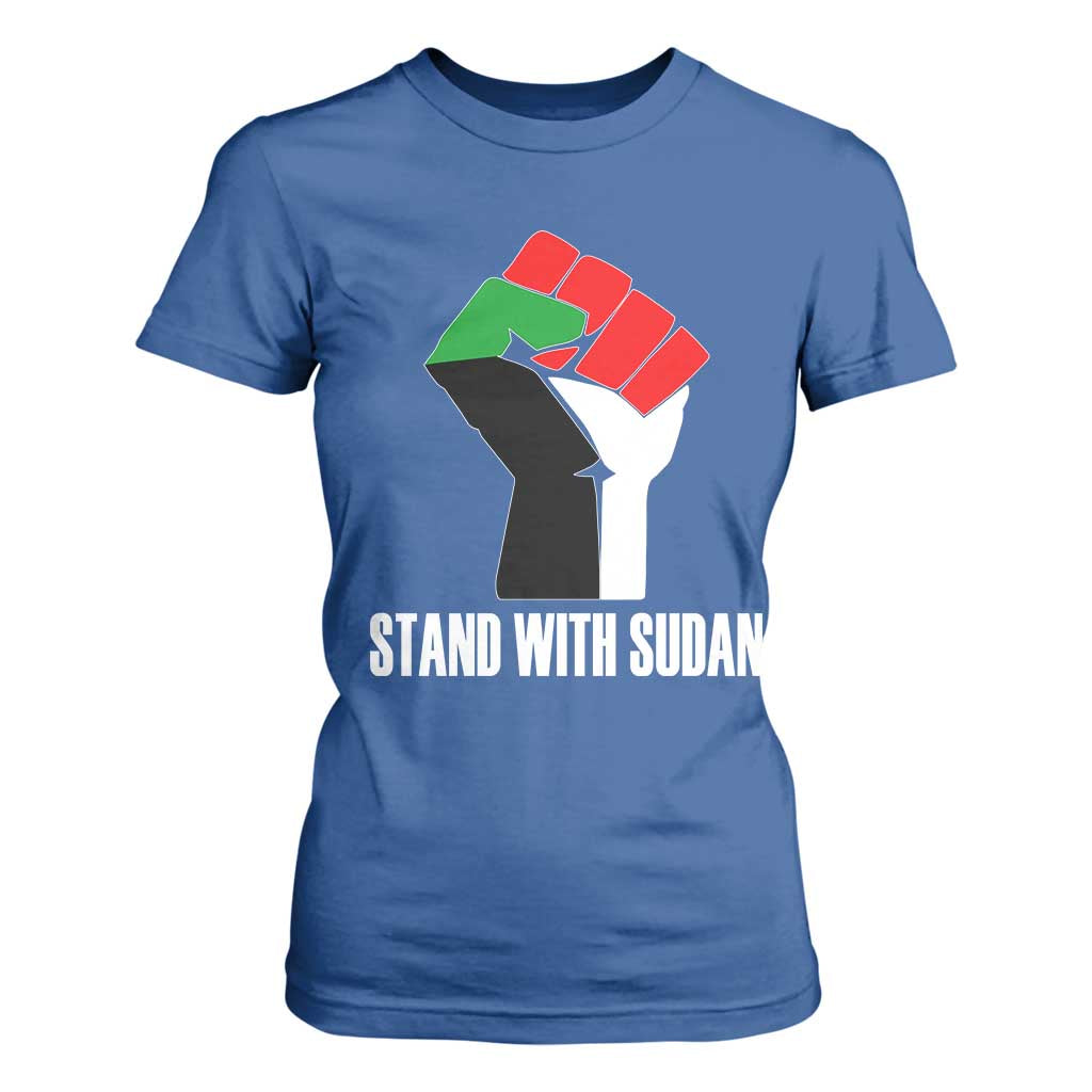 Stand With Sudan Power Fist T Shirt For Women Sudan Flag Activist Peace and Protest