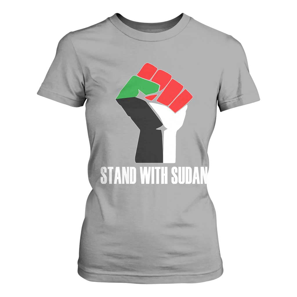 Stand With Sudan Power Fist T Shirt For Women Sudan Flag Activist Peace and Protest