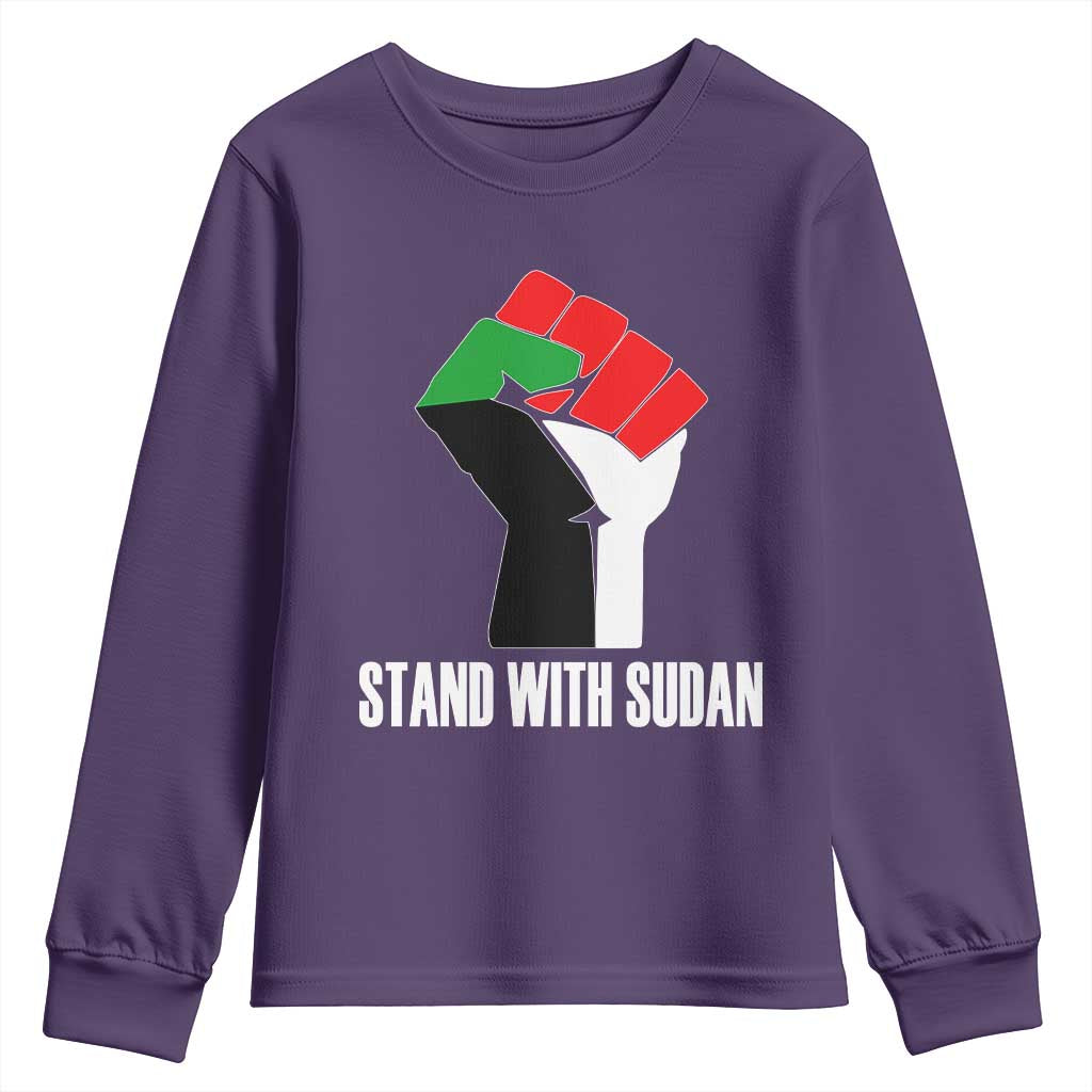 Stand With Sudan Power Fist Youth Sweatshirt Sudan Flag Activist Peace and Protest