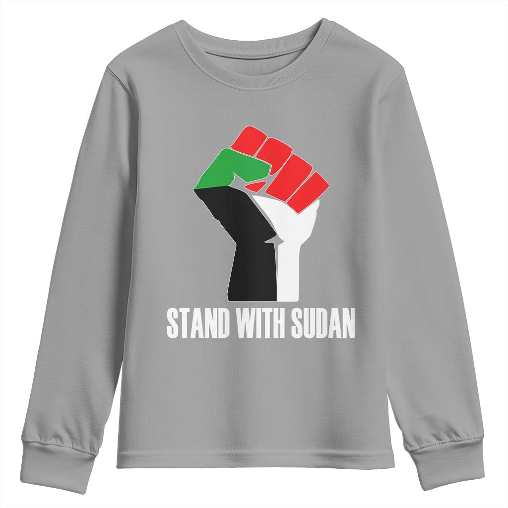 Stand With Sudan Power Fist Youth Sweatshirt Sudan Flag Activist Peace and Protest