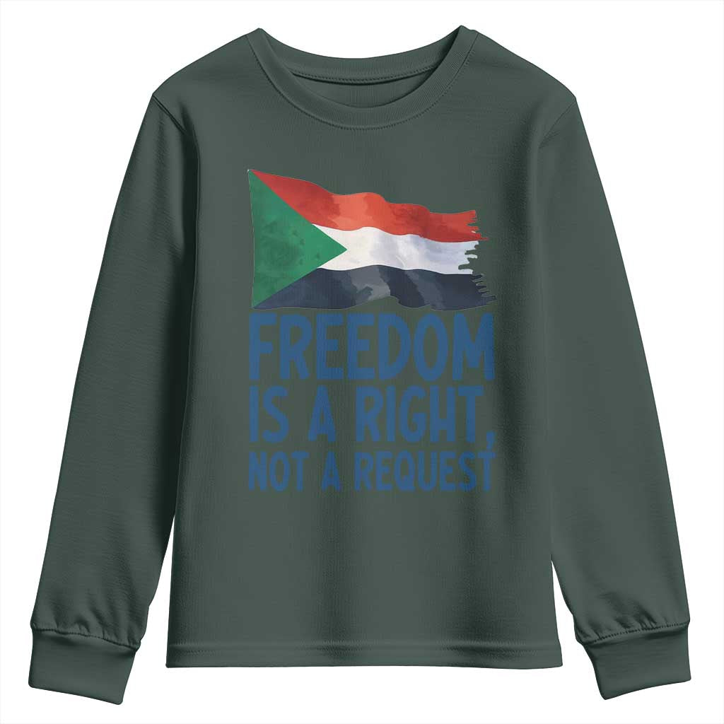 Freedom Is a Right Not a Request Youth Sweatshirt Sudan Flag Human Rights Supporters