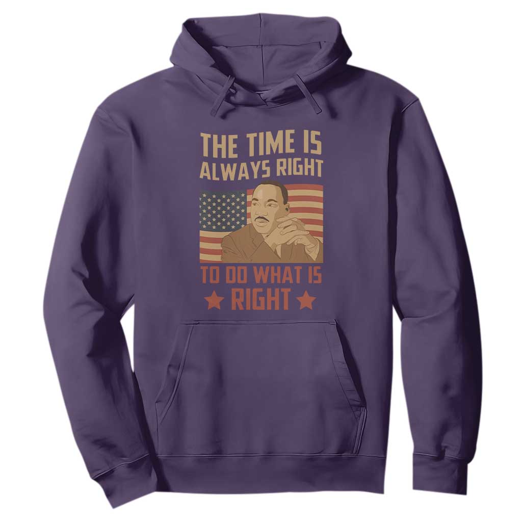 MLK Quotes Hoodie The Time Always Right To Do What Is Right Retro American Flag