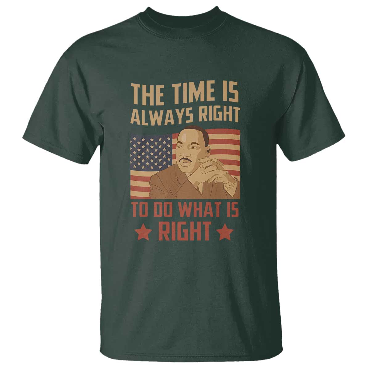 MLK Quotes T Shirt The Time Always Right To Do What Is Right Retro American Flag