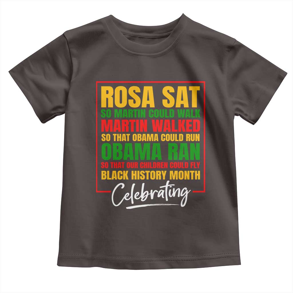 Celebrate Black History Month Baby Shirt Rosa Sat Martin Walked Obama Ran So Our Children Could Fly Inspiration