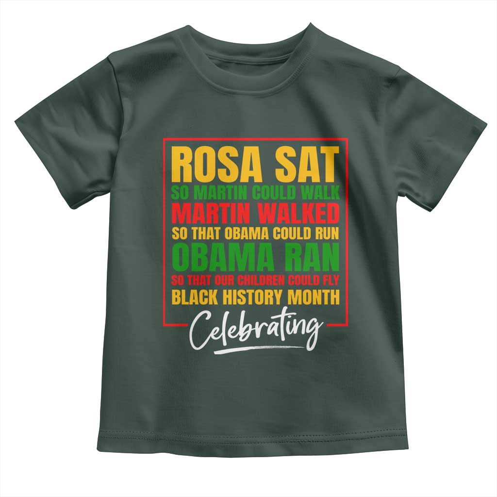 Celebrate Black History Month Baby Shirt Rosa Sat Martin Walked Obama Ran So Our Children Could Fly Inspiration