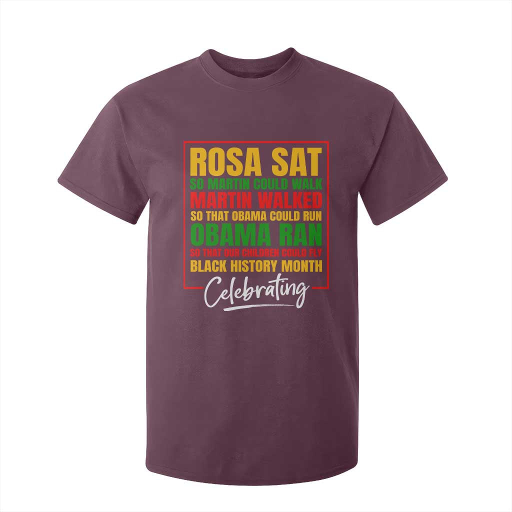 Celebrate Black History Month T Shirt For Kid Rosa Sat Martin Walked Obama Ran So Our Children Could Fly Inspiration