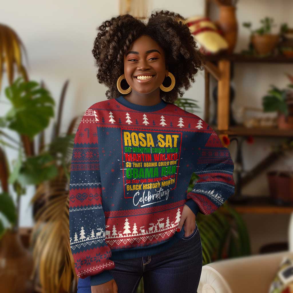 Celebrate Black History Month Knit Sweatshirt Rosa Sat Martin Walked Obama Ran So Our Children Could Fly Inspiration