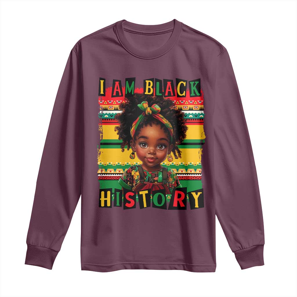 I Am Black History Long Sleeve Shirt Black Melanin Kids Girls