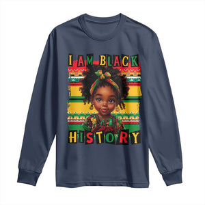 I Am Black History Long Sleeve Shirt Black Melanin Kids Girls
