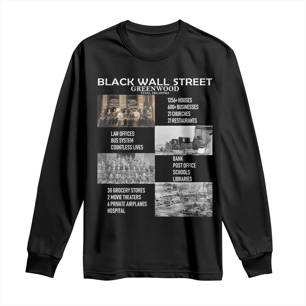 Black Wall Street Long Sleeve Shirt Greenwood African American Remembrance