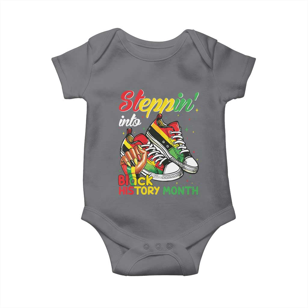 Stepping Into Black History Month Baby Onesie Proud Black Girls Sneakers