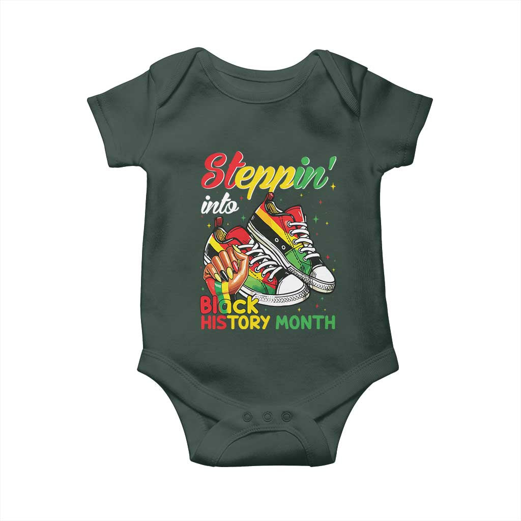 Stepping Into Black History Month Baby Onesie Proud Black Girls Sneakers