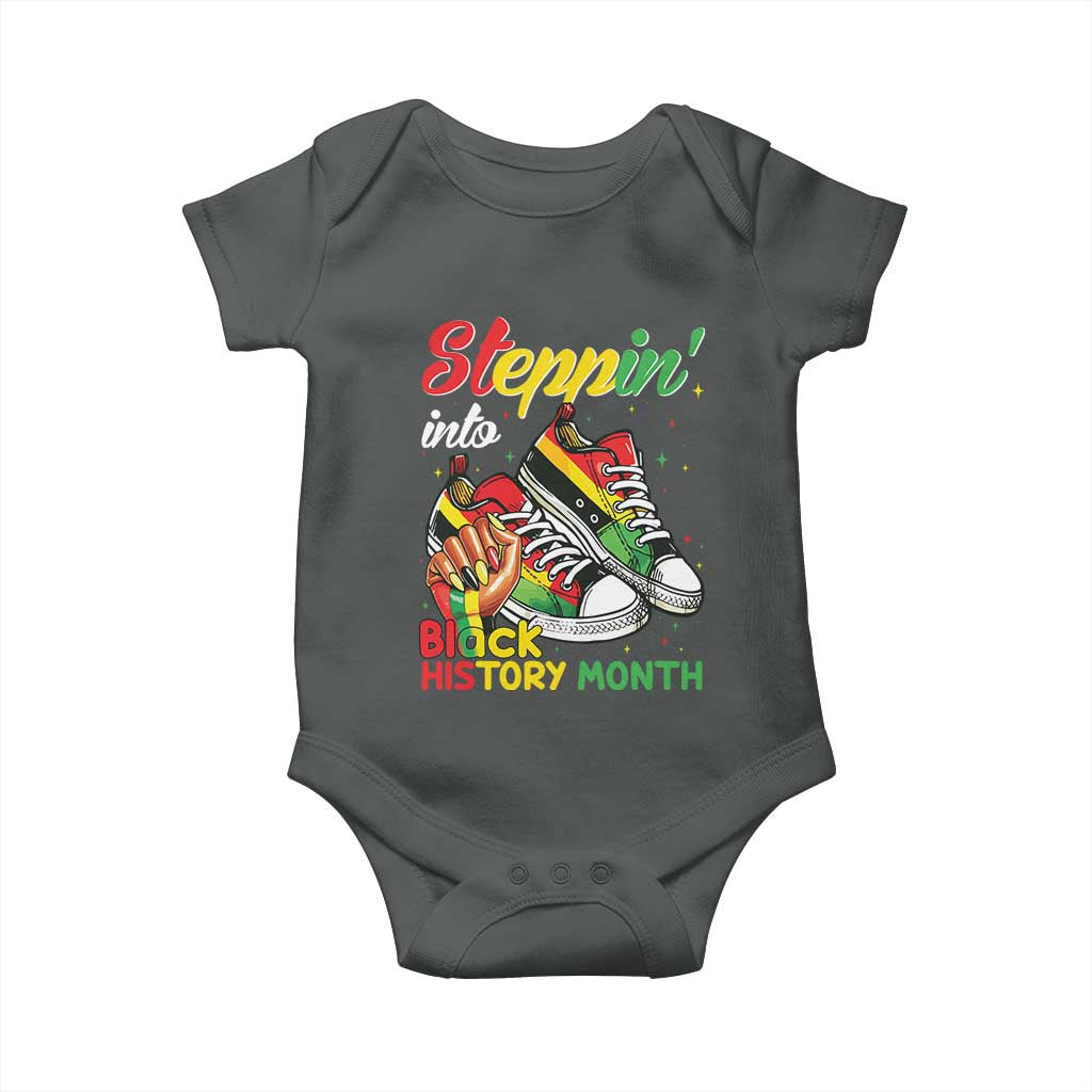 Stepping Into Black History Month Baby Onesie Proud Black Girls Sneakers