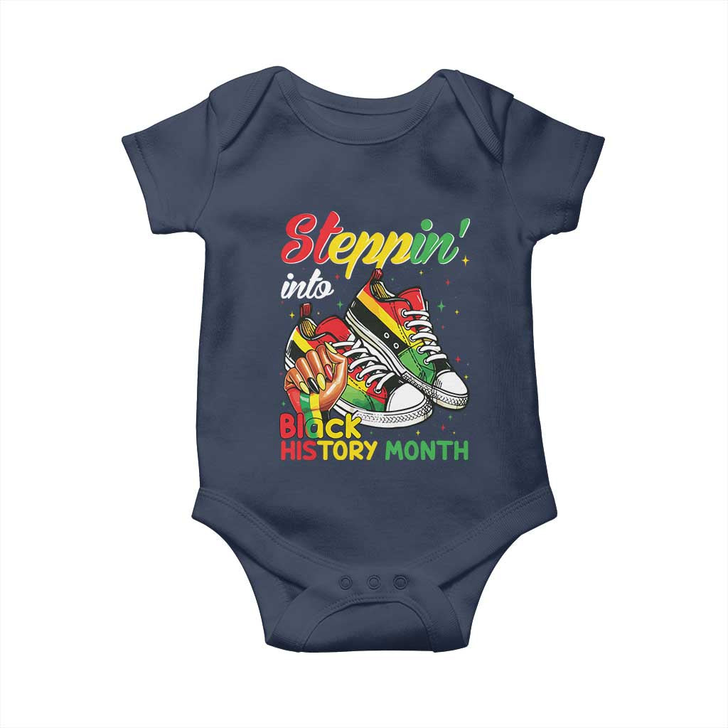 Stepping Into Black History Month Baby Onesie Proud Black Girls Sneakers