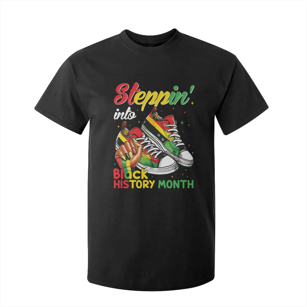Stepping Into Black History Month T Shirt For Kid Proud Black Girls Sneakers