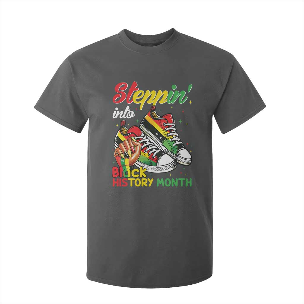 Stepping Into Black History Month T Shirt For Kid Proud Black Girls Sneakers