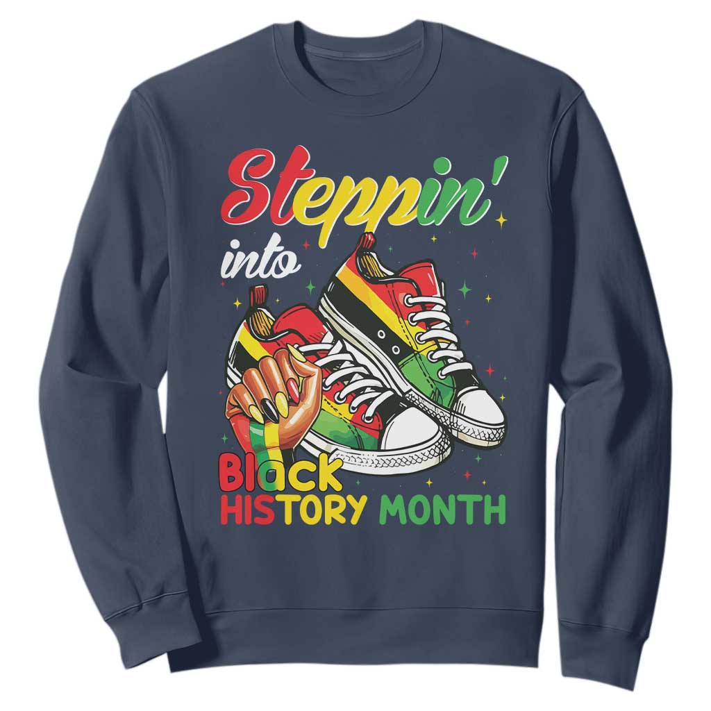 Stepping Into Black History Month Sweatshirt Proud Black Girls Sneakers