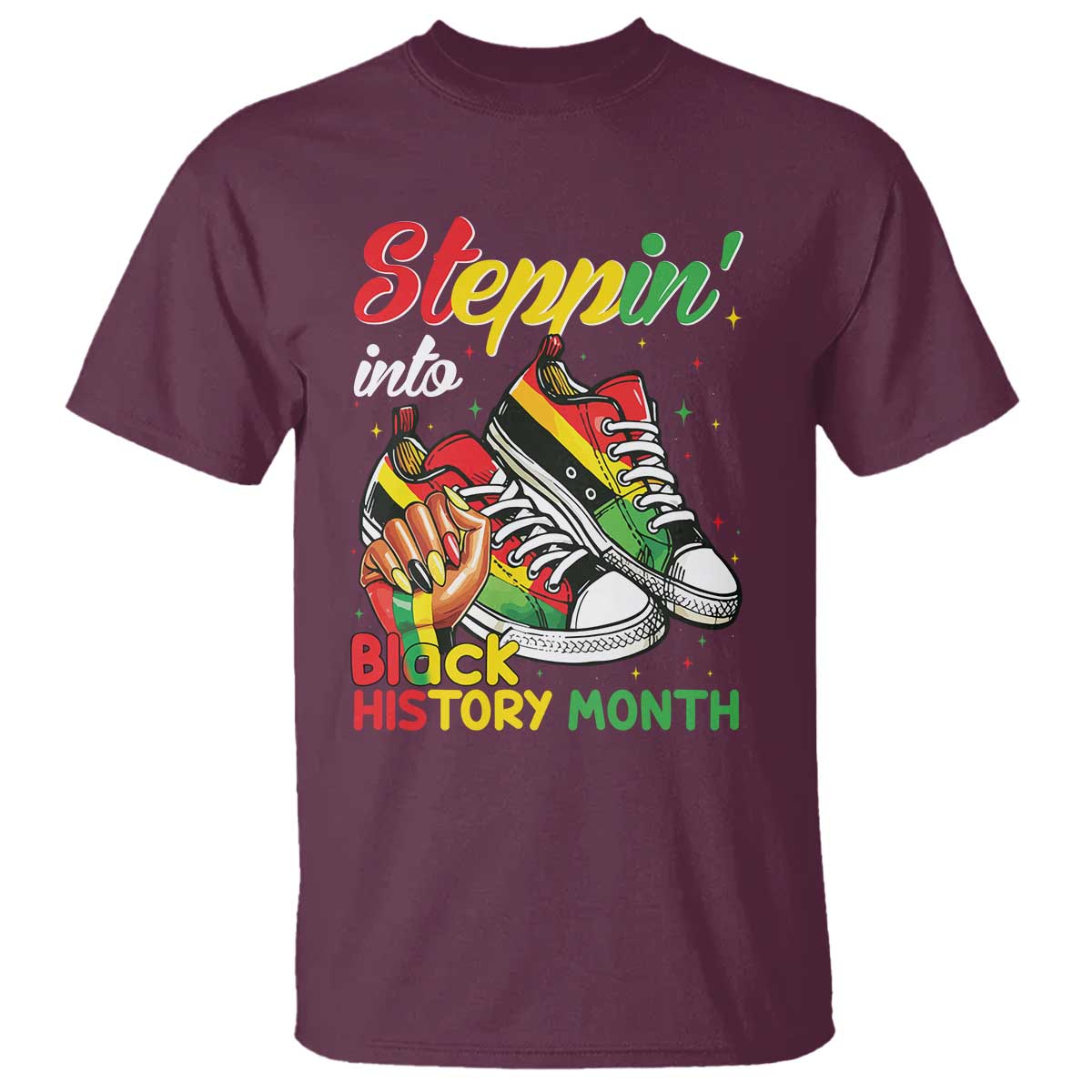 Stepping Into Black History Month T Shirt Proud Black Girls Sneakers