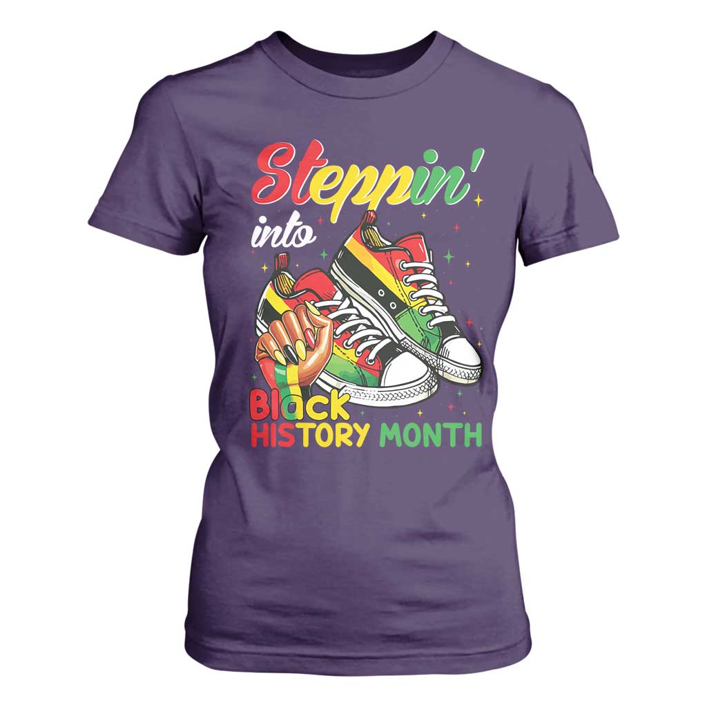 Stepping Into Black History Month T Shirt For Women Proud Black Girls Sneakers