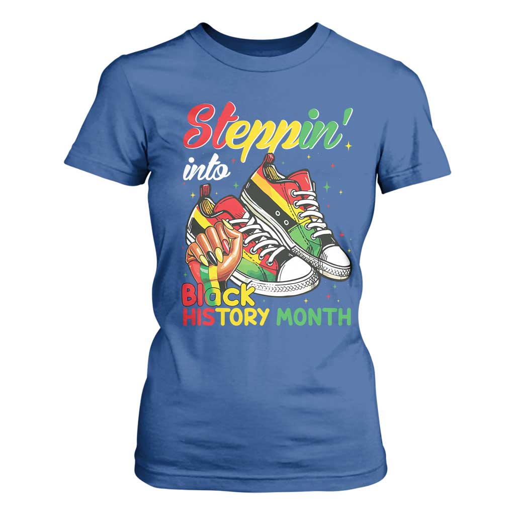 Stepping Into Black History Month T Shirt For Women Proud Black Girls Sneakers