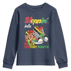Stepping Into Black History Month Youth Sweatshirt Proud Black Girls Sneakers