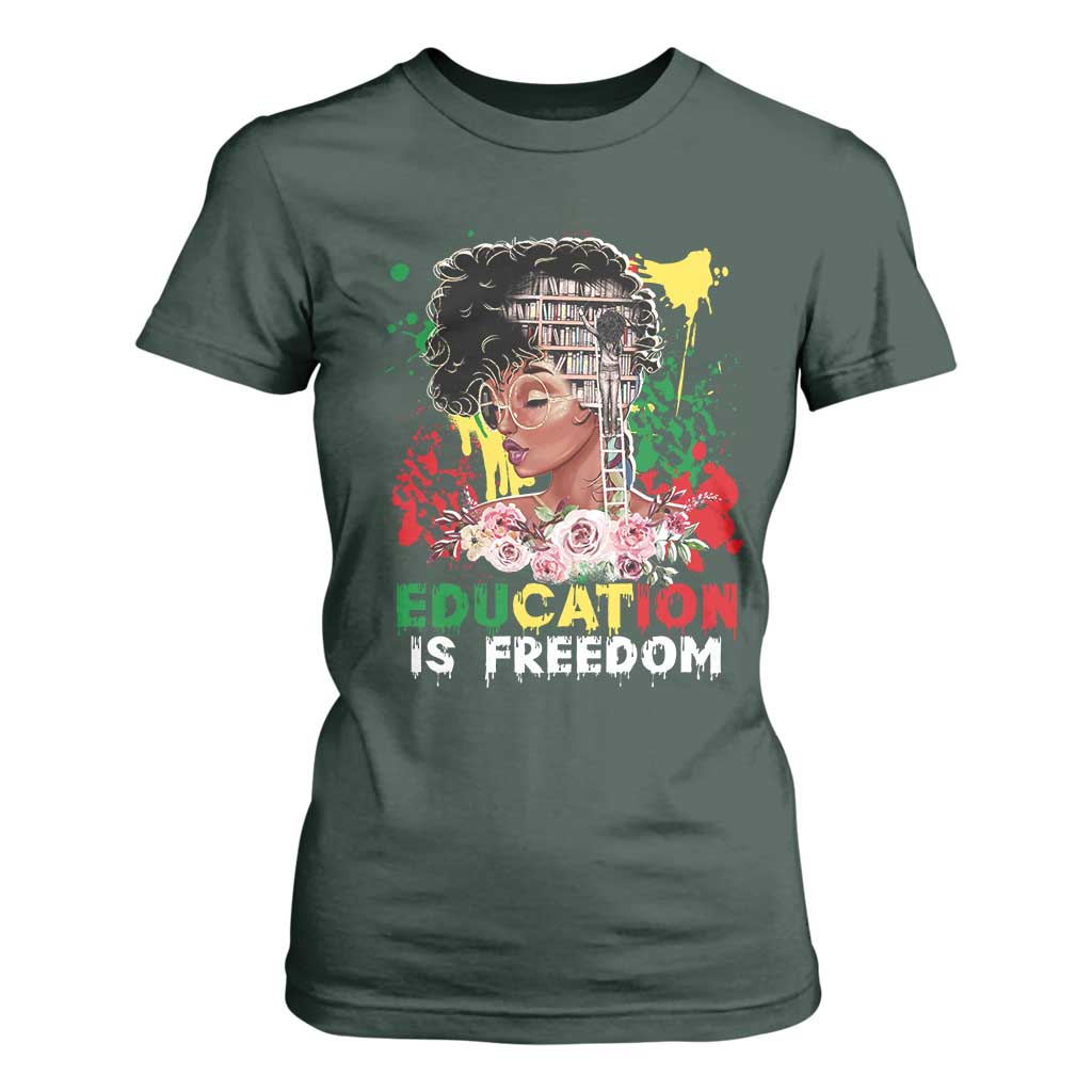Education Is Freedom T Shirt For Women Black Educated Girls African American