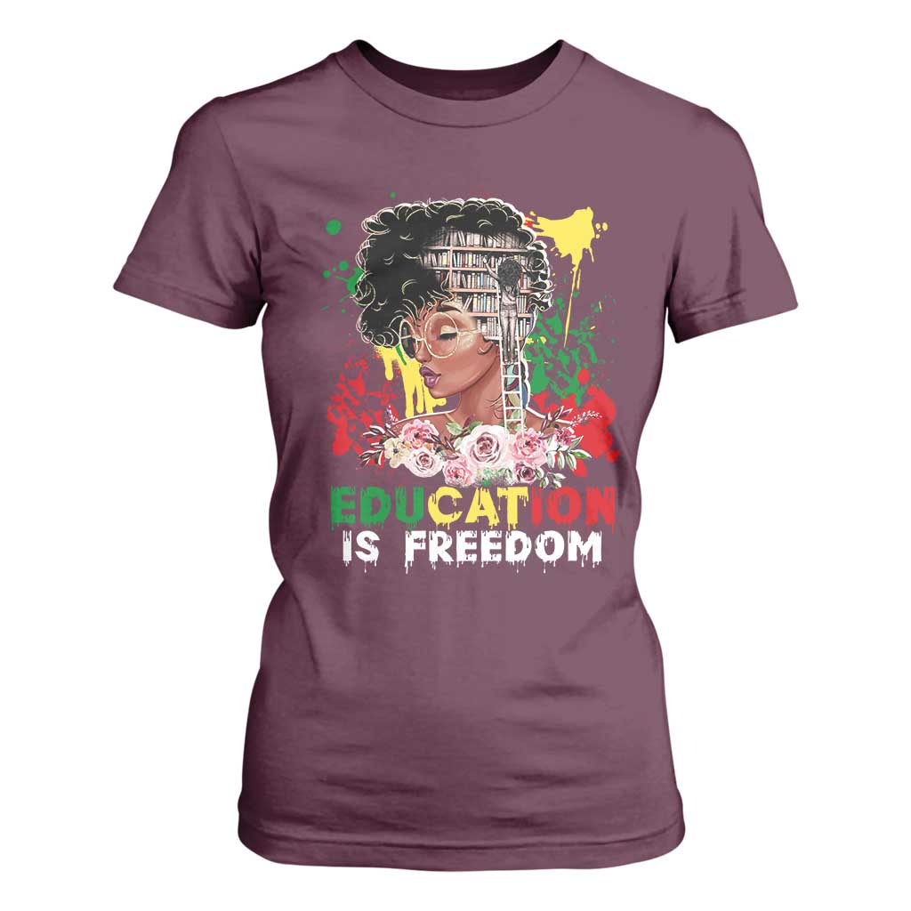 Education Is Freedom T Shirt For Women Black Educated Girls African American