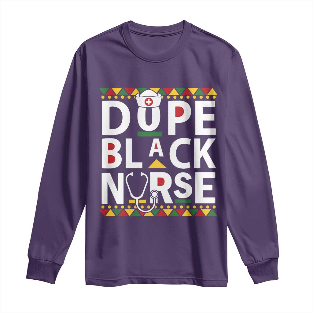 Dope Black Nurse Long Sleeve Shirt Proud Afro Melanin RN