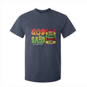 God Says I Am Affirmation Juneteenth T Shirt For Kid Christian Faith Black Excellence Pan-African Colors - African Pride