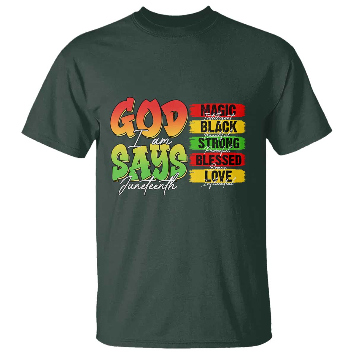 God Says I Am Affirmation Juneteenth T Shirt Christian Faith Black Excellence Pan-African Colors - African Pride