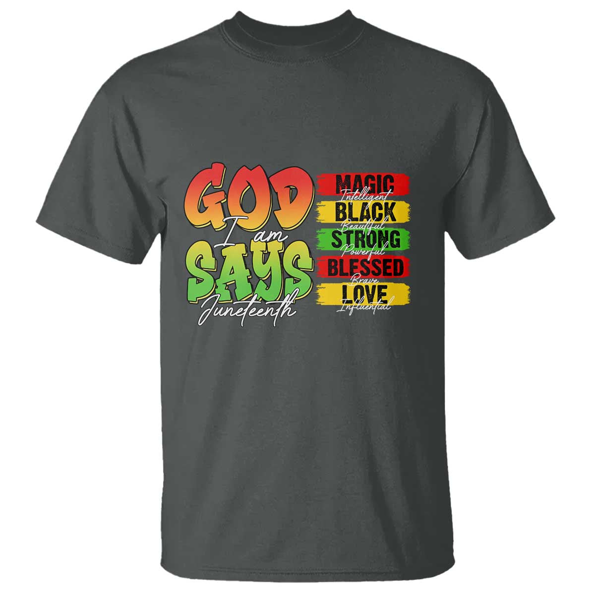 God Says I Am Affirmation Juneteenth T Shirt Christian Faith Black Excellence Pan-African Colors - African Pride