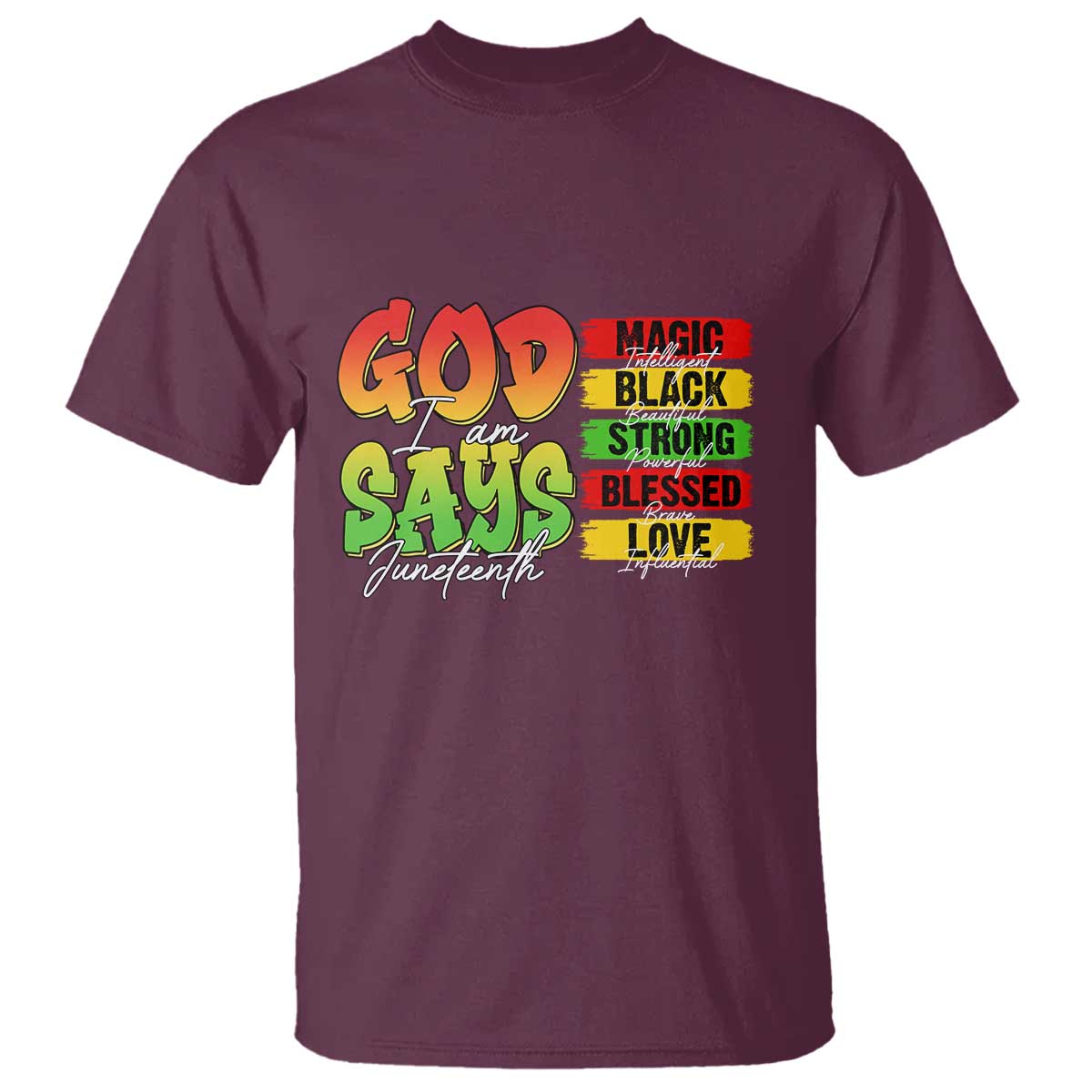 God Says I Am Affirmation Juneteenth T Shirt Christian Faith Black Excellence Pan-African Colors - African Pride