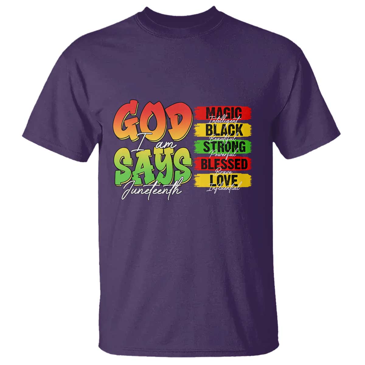 God Says I Am Affirmation Juneteenth T Shirt Christian Faith Black Excellence Pan-African Colors - African Pride