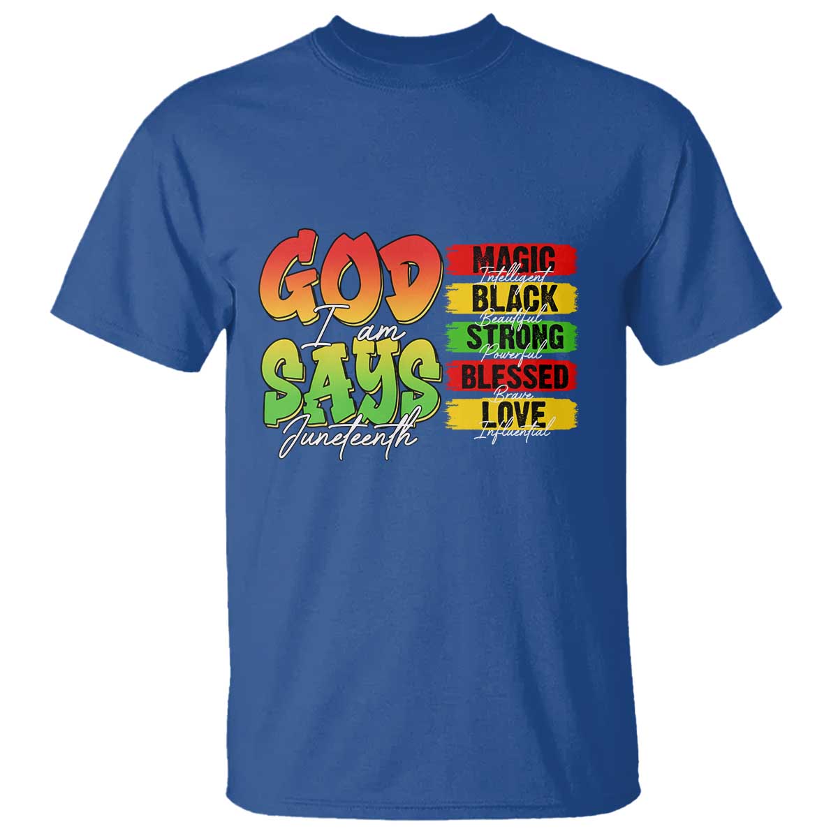 God Says I Am Affirmation Juneteenth T Shirt Christian Faith Black Excellence Pan-African Colors - African Pride