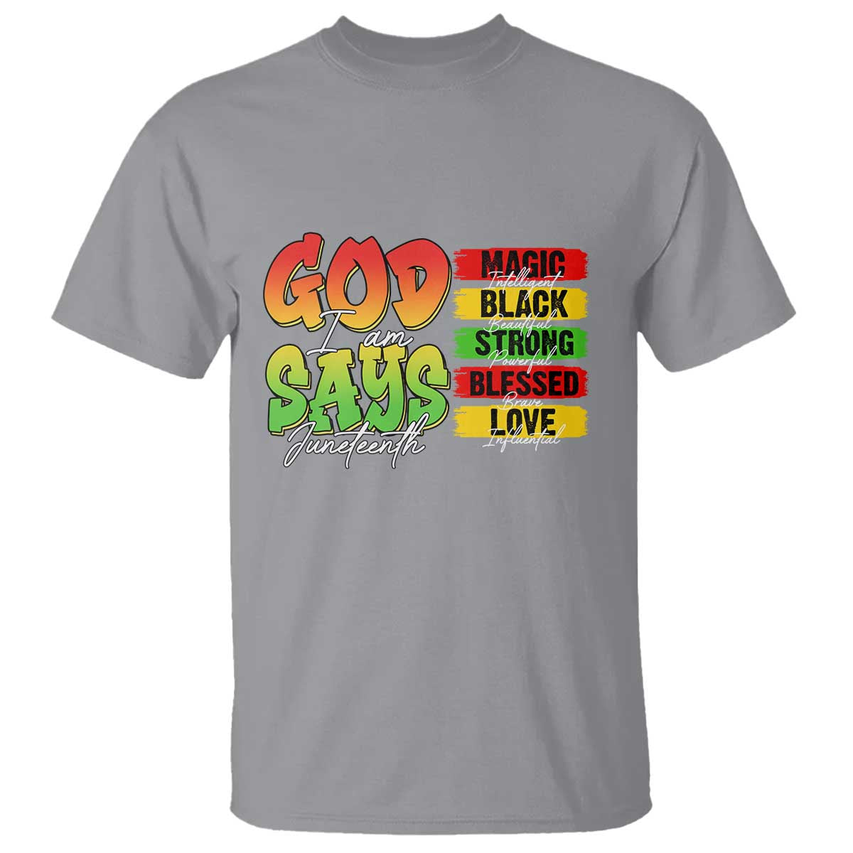 God Says I Am Affirmation Juneteenth T Shirt Christian Faith Black Excellence Pan-African Colors - African Pride