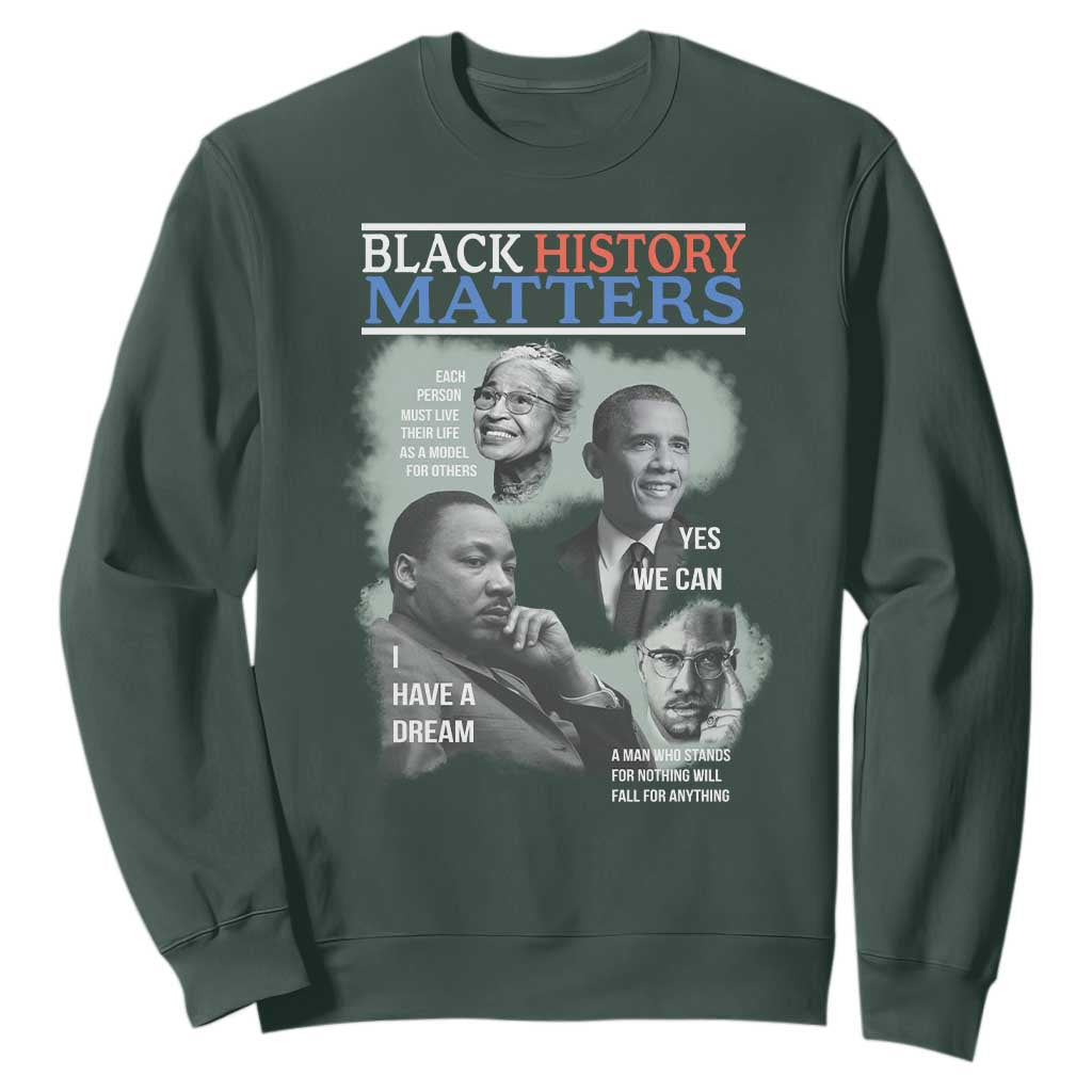 Black History Inspirational Sweatshirt MLK Malcolm X Obama Rosa Parks Tribute - African Pride