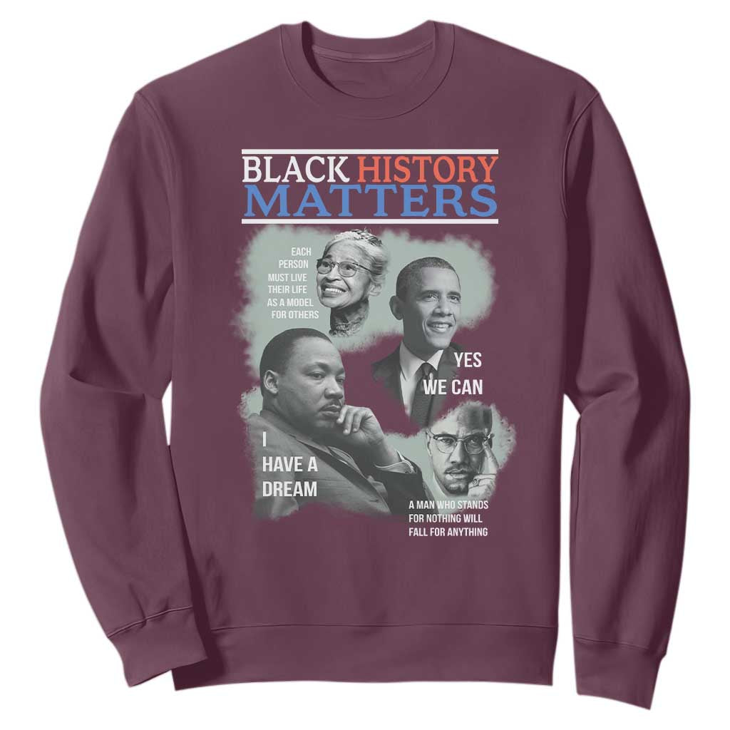 Black History Inspirational Sweatshirt MLK Malcolm X Obama Rosa Parks Tribute - African Pride