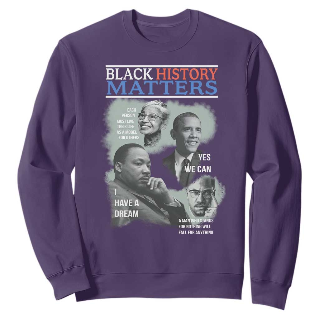 Black History Inspirational Sweatshirt MLK Malcolm X Obama Rosa Parks Tribute - African Pride
