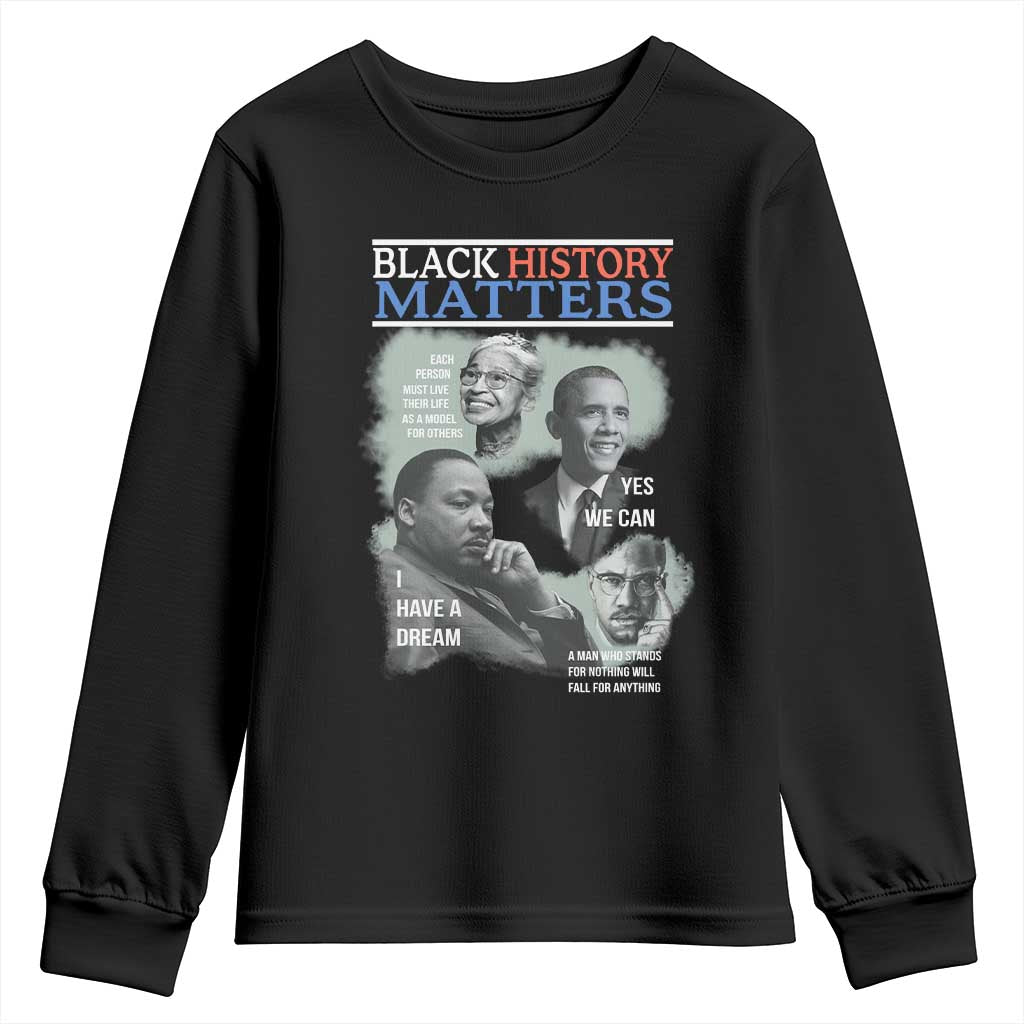 Black History Inspirational Youth Sweatshirt MLK Malcolm X Obama Rosa Parks Tribute - African Pride