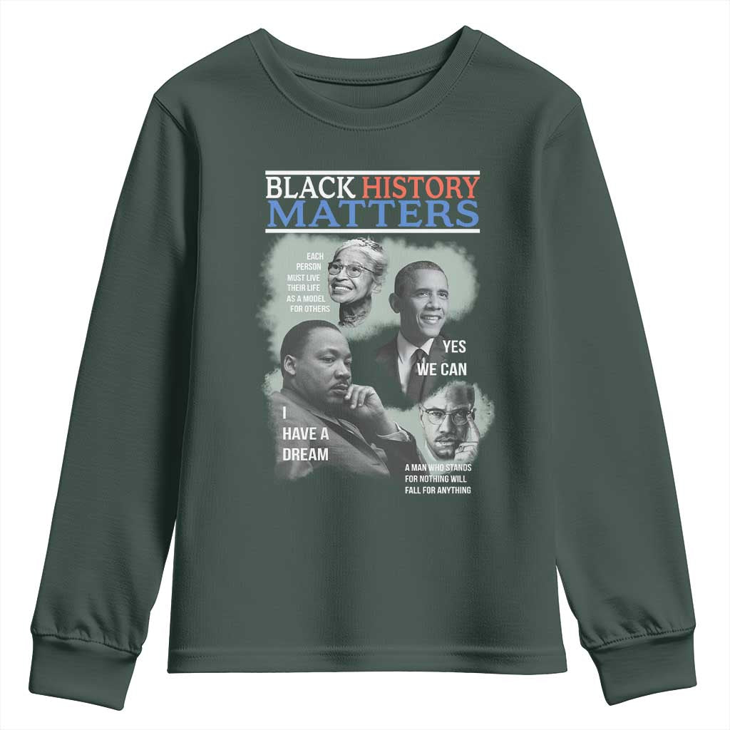 Black History Inspirational Youth Sweatshirt MLK Malcolm X Obama Rosa Parks Tribute - African Pride