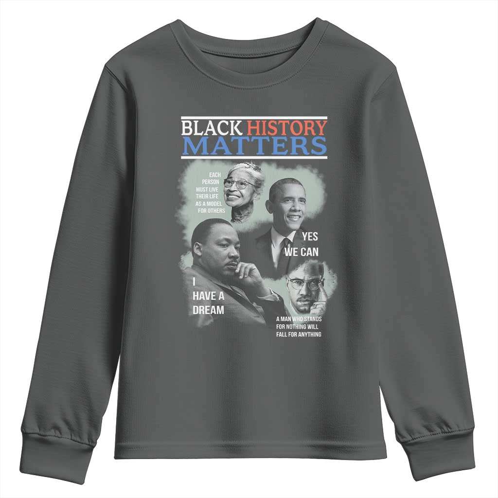 Black History Inspirational Youth Sweatshirt MLK Malcolm X Obama Rosa Parks Tribute - African Pride