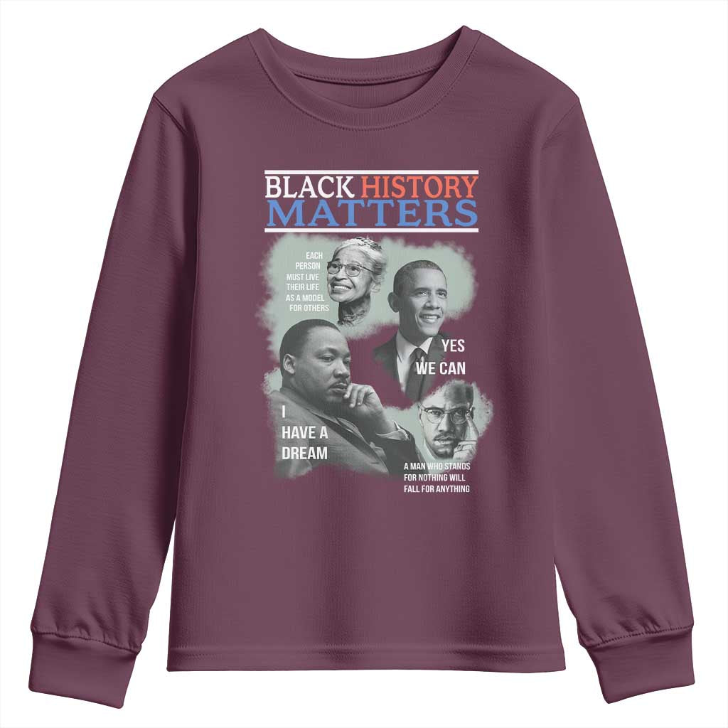 Black History Inspirational Youth Sweatshirt MLK Malcolm X Obama Rosa Parks Tribute - African Pride