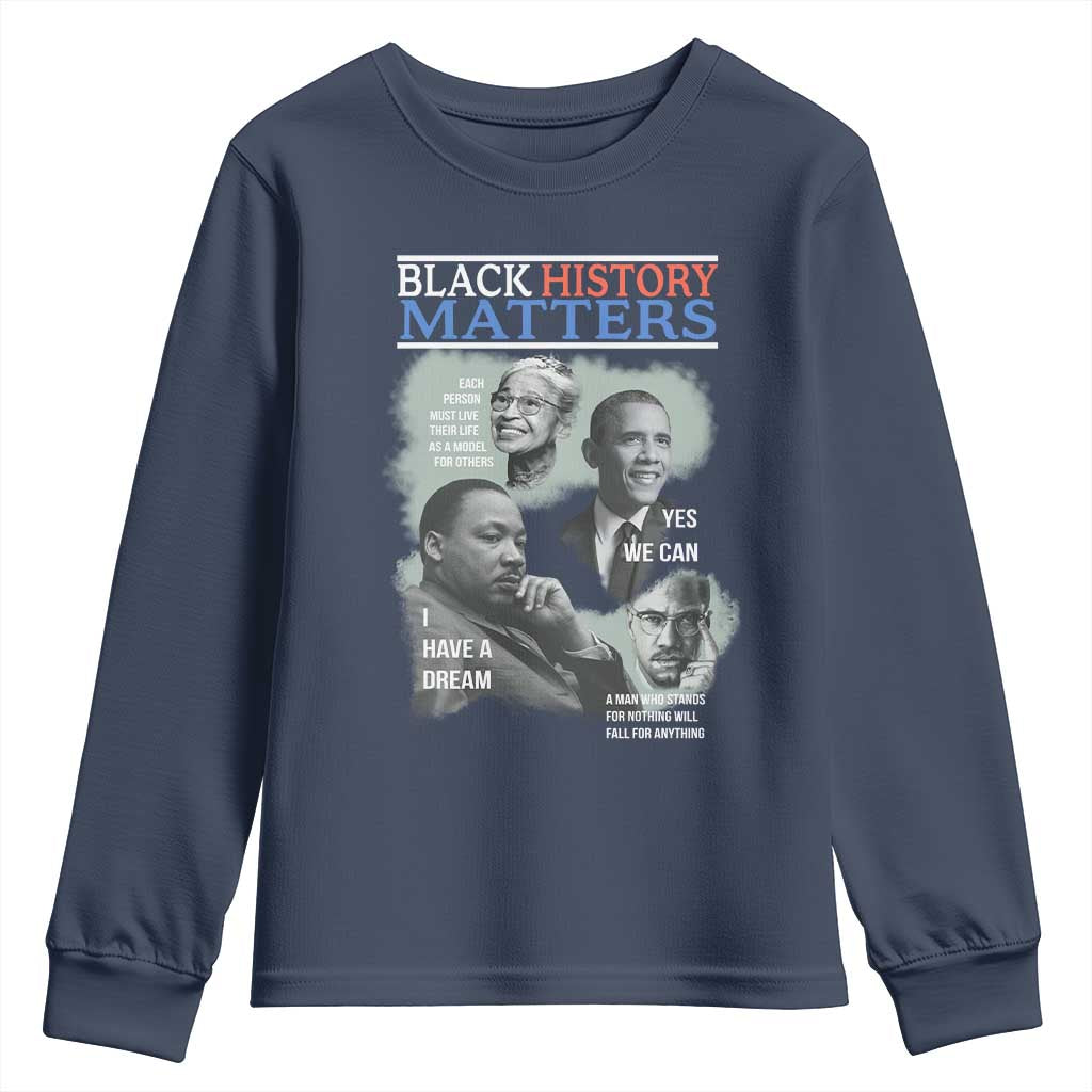 Black History Inspirational Youth Sweatshirt MLK Malcolm X Obama Rosa Parks Tribute - African Pride