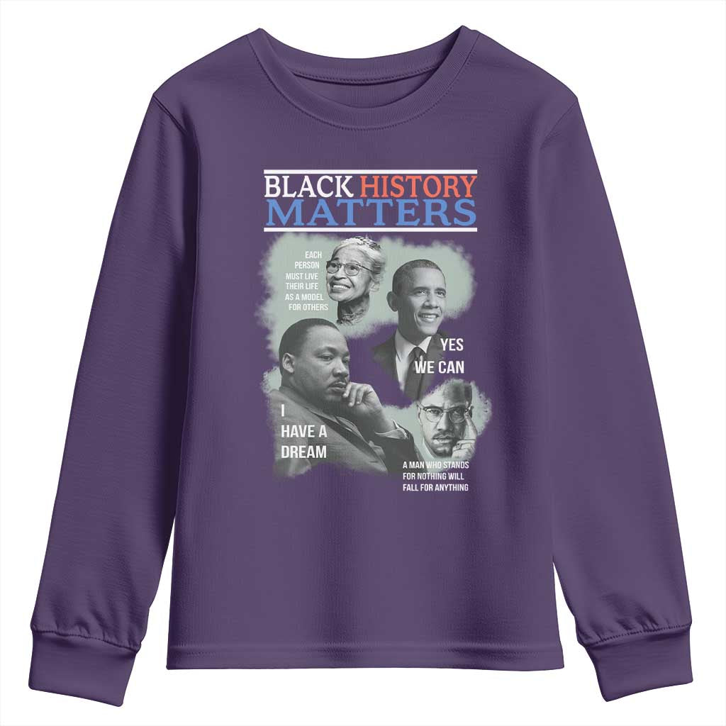 Black History Inspirational Youth Sweatshirt MLK Malcolm X Obama Rosa Parks Tribute - African Pride