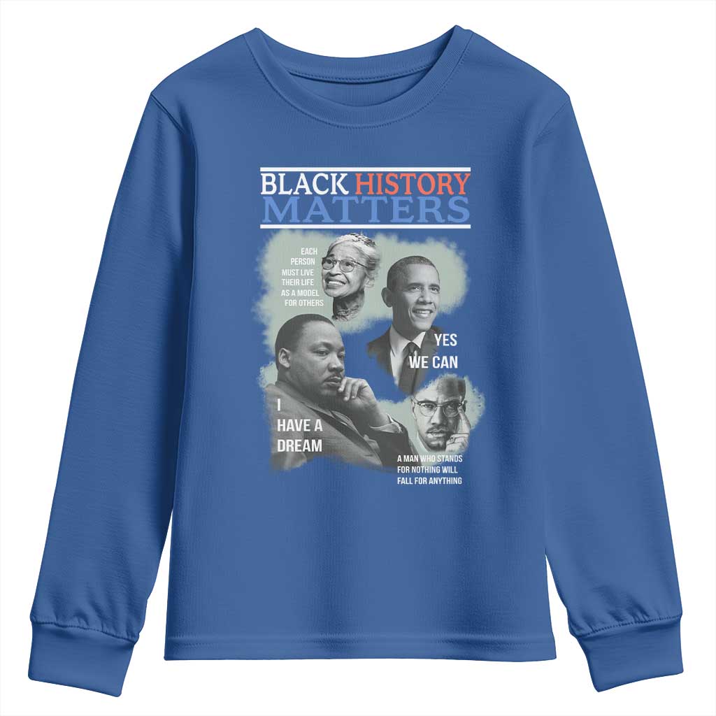 Black History Inspirational Youth Sweatshirt MLK Malcolm X Obama Rosa Parks Tribute - African Pride